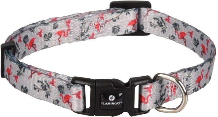 FL 520107  COLLAR SAMAR LIGHT GREEN WITH FLAMINGO 20-35CM 10MM