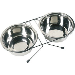 FL 1030103 FEEDING AND DRINKING BOWL SET + HOLDER ARJUN STAINLESS STEEL 11CM200ML