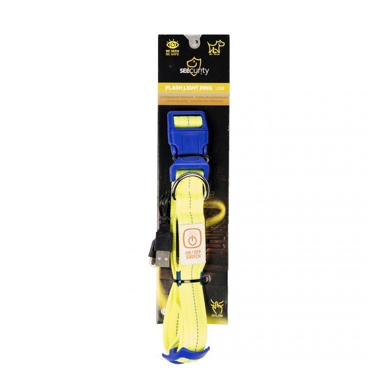 DV 1270017 Flash Light Collar USB Nylon 50-70cm/2.5cm neon yellow