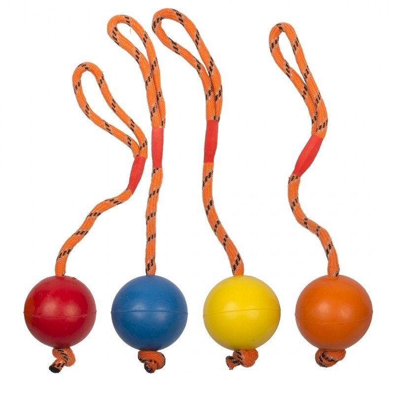 DV 10168 Rubber Ball With Rope Mix 30cm - o6cm mixed colors