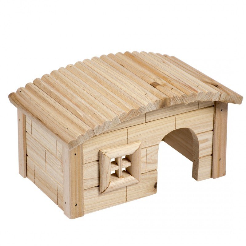 DV 10252 Small Animal Wooden Lodge Dome Roof 20.5x13x12cm