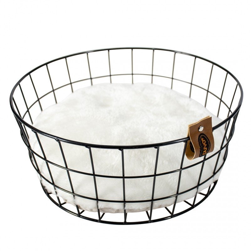 DV 11822 Round Metal Basket Caviar with square wires 35x35x15cm black