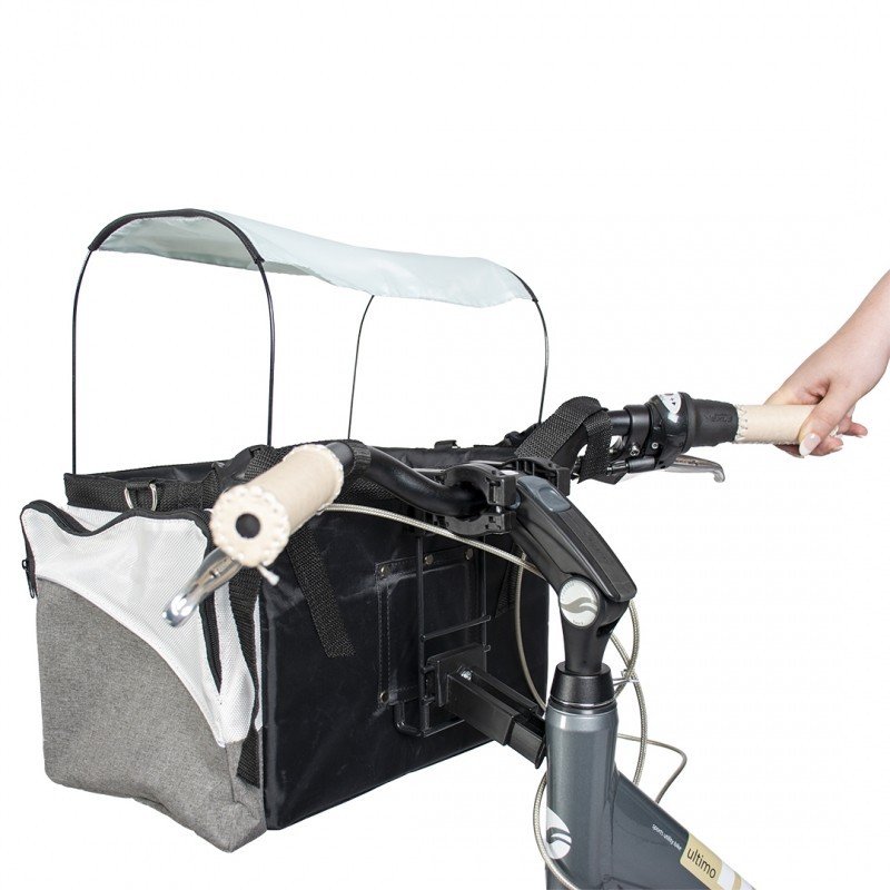 DV 11905 Dog bike bag + sunshade 34x26x26cm light grey