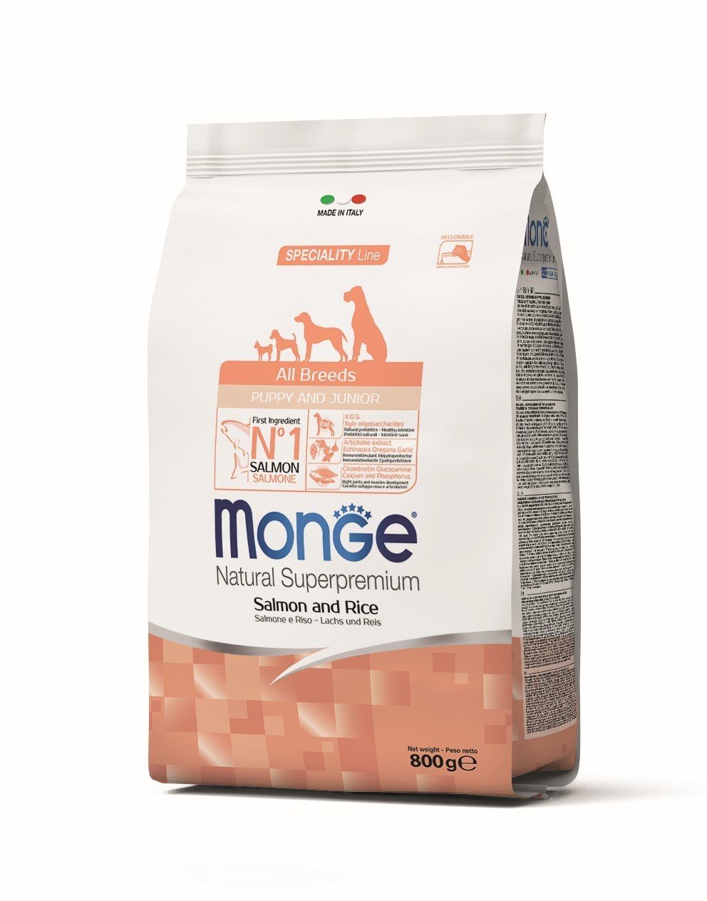 MGM 800gr Monge Dog All Breeds P&J losos/riza