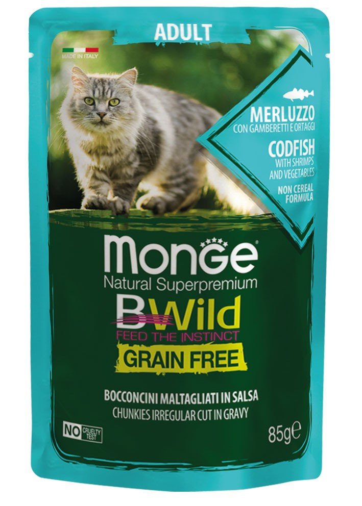 MGB 85gr Bwild Cat sos Adult - bakalar/racici/povrce