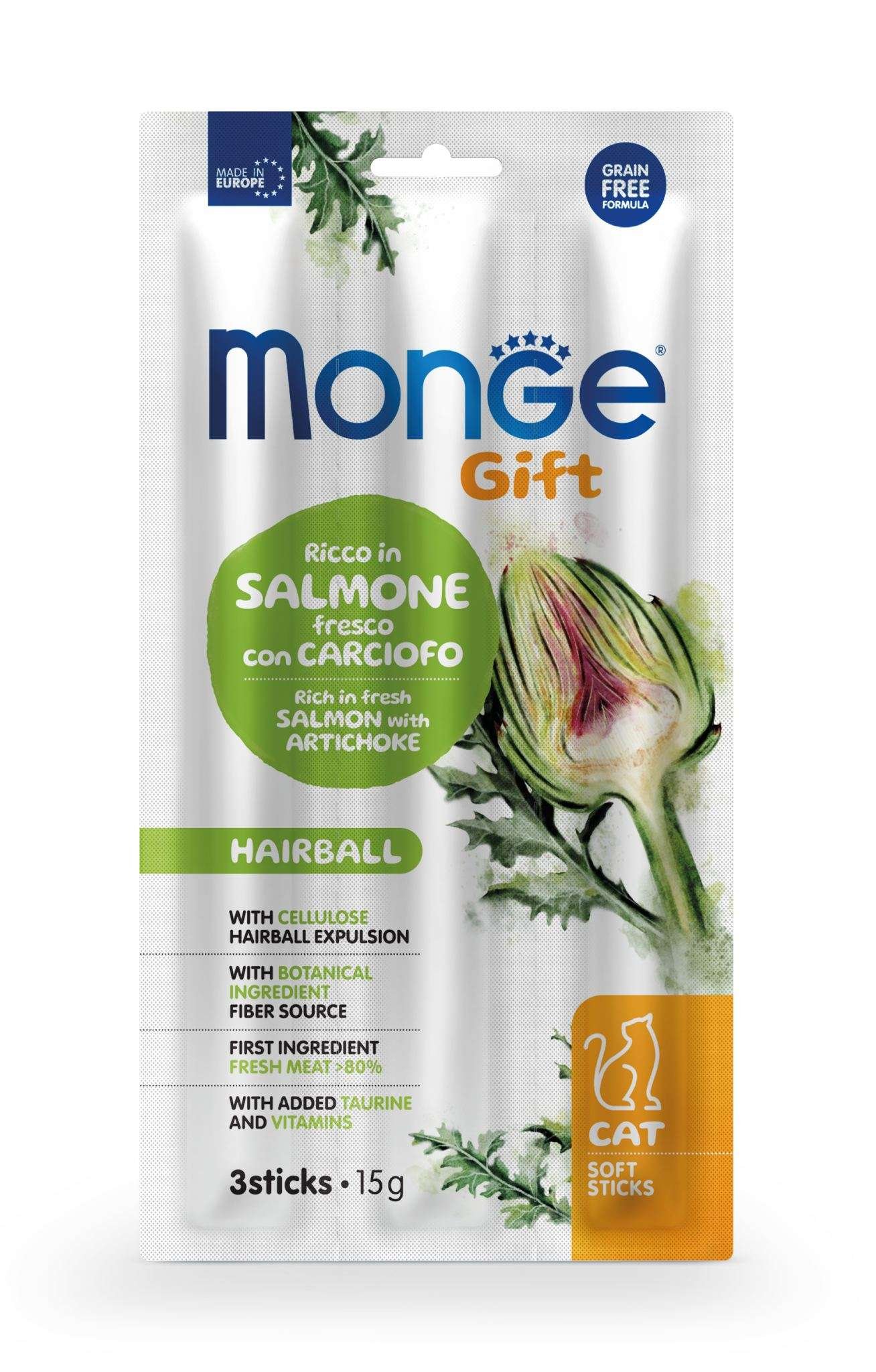 MGP 15gr Monge Gift Cat Hairball Salmon with artichoke