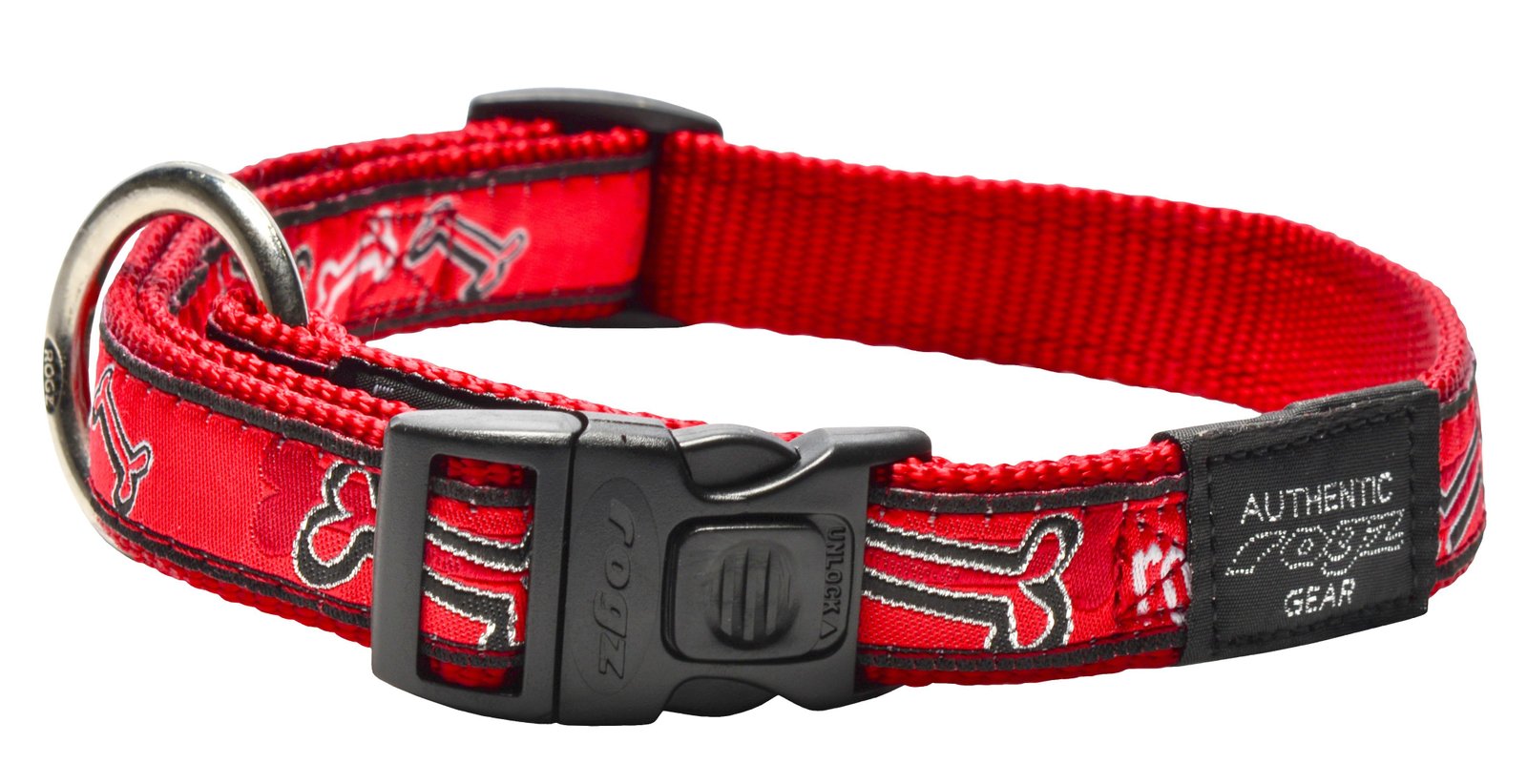 RO RHB03CC SIDE RELEASE COLLAR 20mm - 3/4 Red Rogz Bone