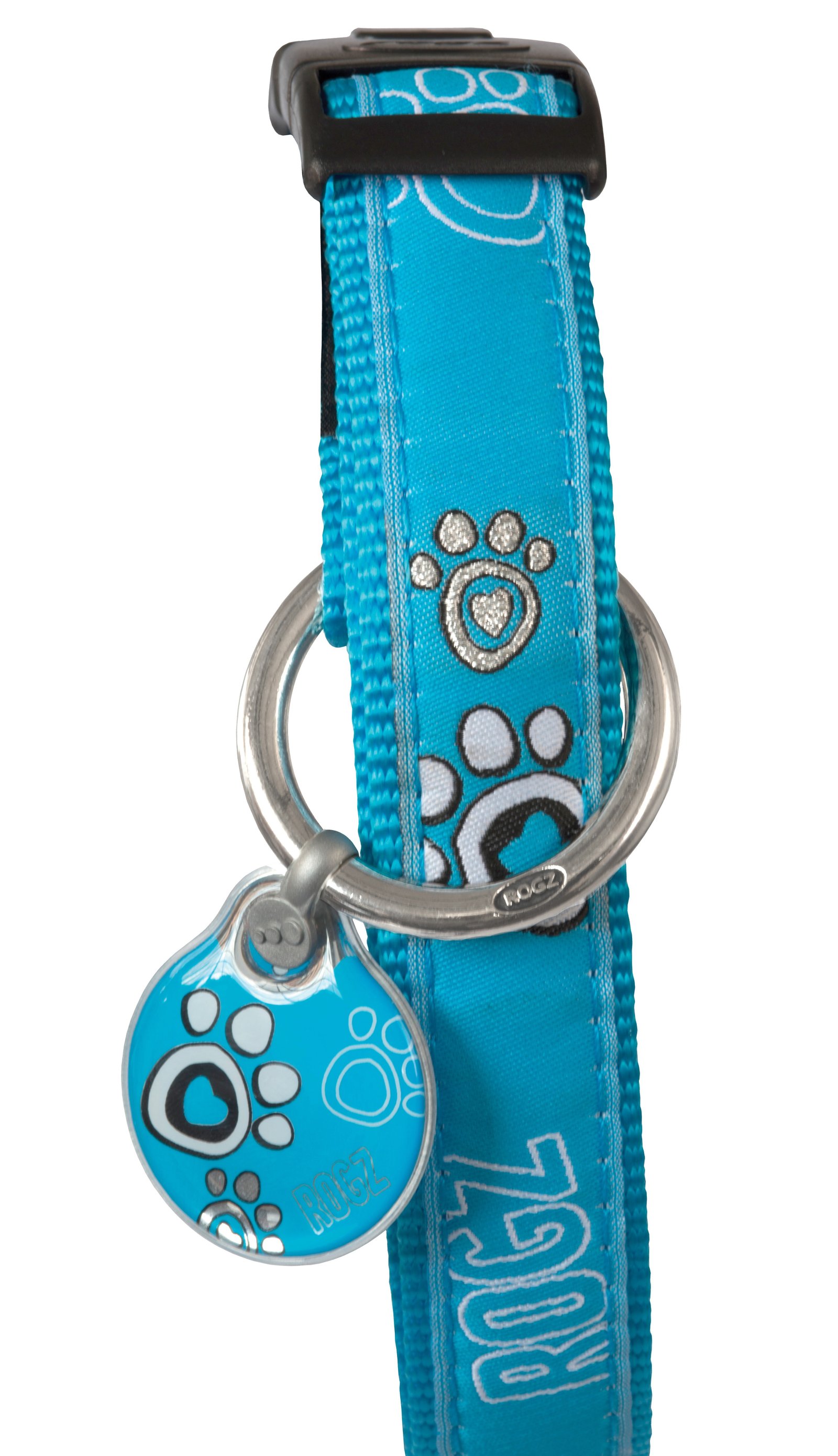 RO RIDR34CG RogZ ID Tag Large Turq Paw
